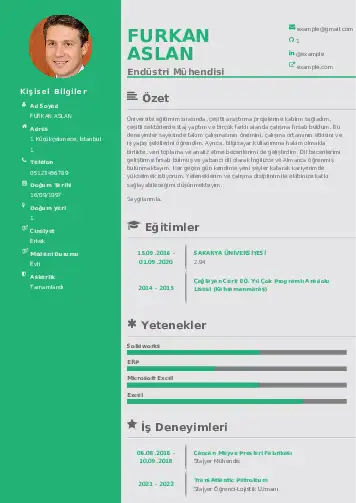 Endüstri Mühendisi CV Örnekleri cv indir